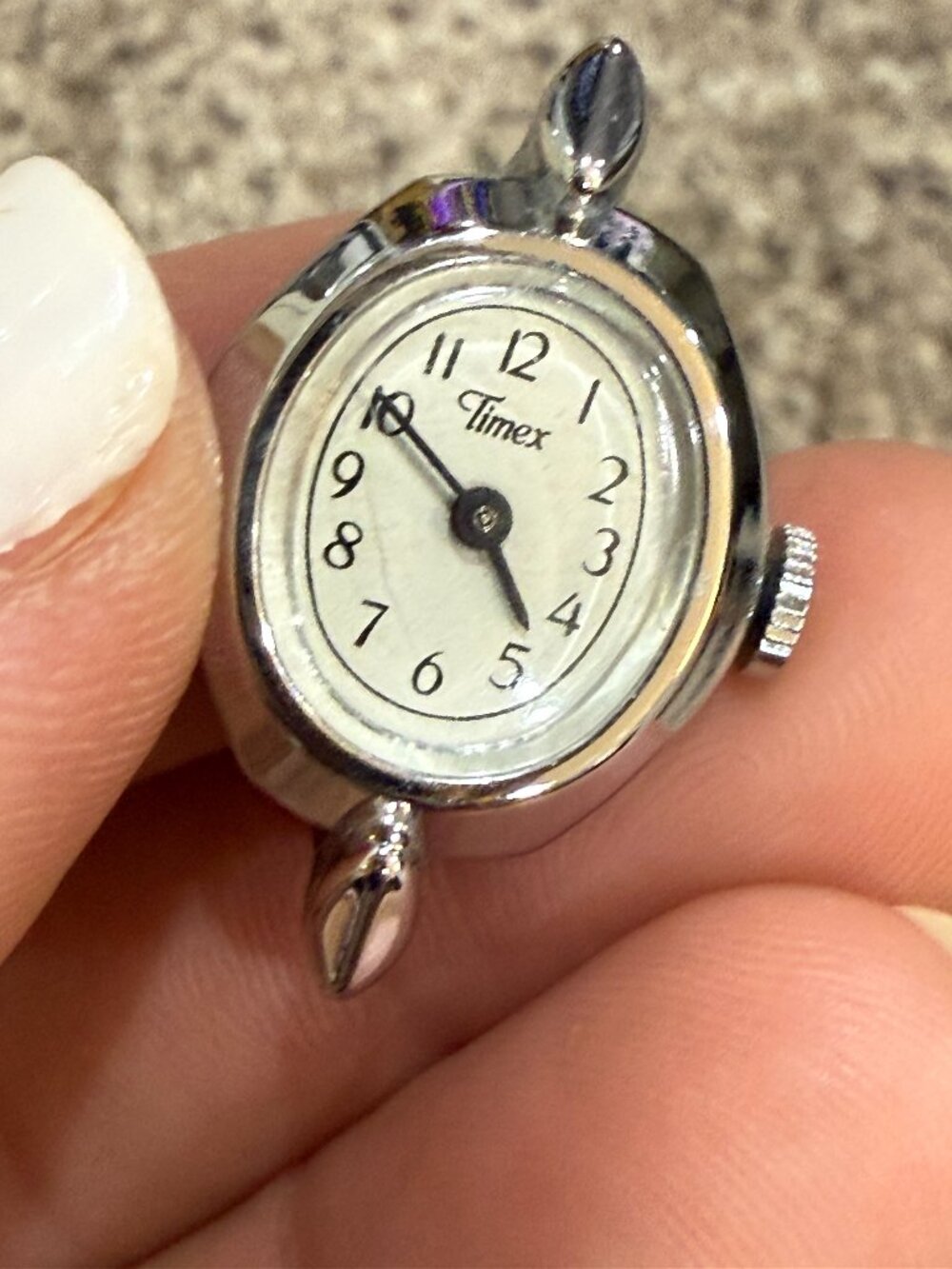 Vintage Timex Ladies Silver-Tone Oval Watch Face T58 Hand-Wind Mechanical